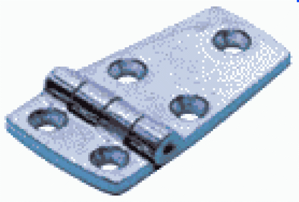 NIRO Gegossenes Scharnier, 57x38mm, H=4mm, Stift Ø9mm