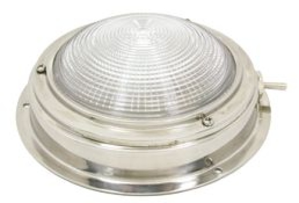 NIRO Kajütlampe mit geriffelter Linse, 12V8W, mit Vent
