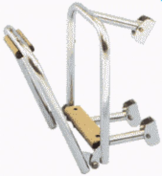 NIRO Badeleiter, 2-Stufen mit Holz ausgekleidet, Abm.