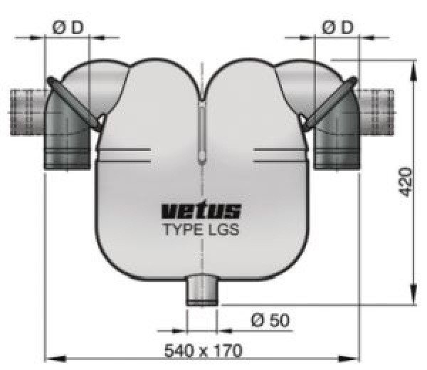 Vetus Auspuffgas-Separator 50 60mm Anschl