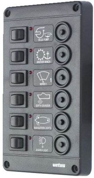 Vetus Schalterpaneel mit 6 Automatiksicherungen