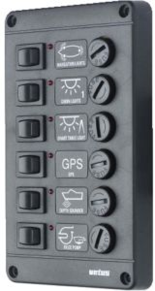 Vetus Schalterpaneel mit 6 Glassicherungen 24 Volt