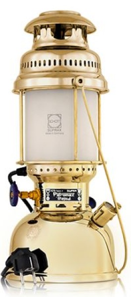 Petromax HK 500 Elektro Tischleuchte Messing poliert