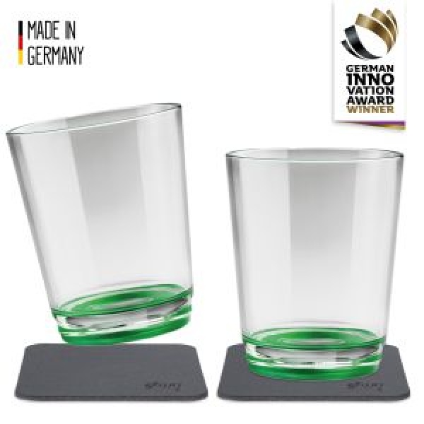 2 x Magnet-Trinkbecher, 2 x Metall-Nano-Gel-Pad, grün