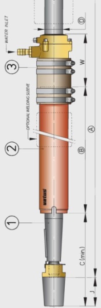 Vetus Niro-Welle mit Hutmutter L=1000mm,35mm