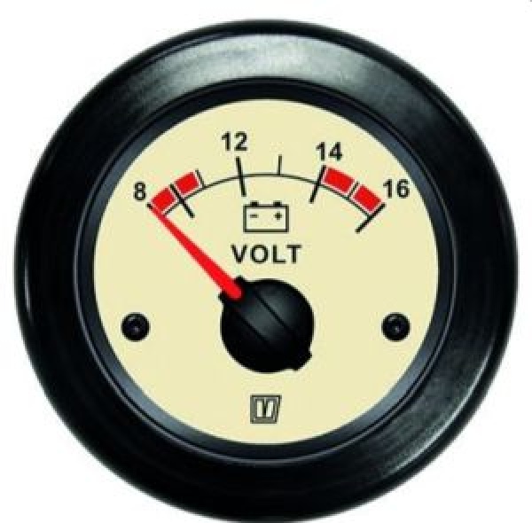 Vetus Voltmeter, creme, 12 Volt