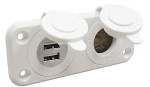 Zigarettenanzünder + USB-Doppelbuchse weiß
