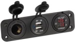 Spannungsmeter u. Ampere- digital, 12V-Steckd, USB