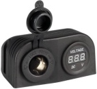 Digital voltmeter and power outlet flat mounting