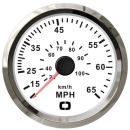 Pitot Geschwindigkeitsmesser 0-65 MPH weiß/poliert