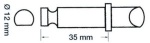 Ruderdolle Kunststoff/Messing 12 x 35 mm