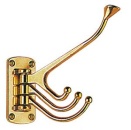 4-Bügel-Kleiderhaken Messing, poliert 81x39 mm