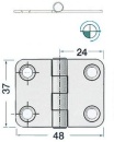Scharnier herausragender Kern 48x37 mm