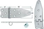 Scharnier, umgekehrt 129x40 mm
