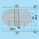 Scharnier herausrag. Kern VA-Stahl 68,5x38,5 mm