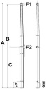 Relingstütze AISI 316 ORC-vorschriftsgemäß 625 mm