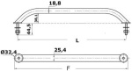 Handlauf ovales Rohr AISI316 Schrauben außen 915mm