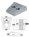 Fußanode aus Zink Volvo 63 x 91 mm
