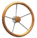 VA-Stahl Steuerrad m.Teakholz-Außenring 350 mm