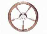 VA-Stahl Steuerrad m.Mahagoni-Außenring 350 mm