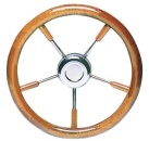 VA-Stahl Steuerrad m.Mahagoni-Außenring 400 mm
