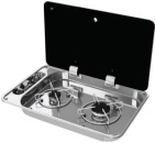 Kochfeld 1-flammig m. Rauchglasdeckel 530x340 mm