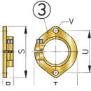 Vetus Montageflansch für Stevenrohr,  30mm