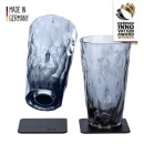 6 x Longdrinkglas Kunststoff GREY, 6 x Metall-Nano-Gel-