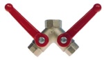 Verchromt-Messing 3-Wege Kugelhähne F-Flow, 1 x 34 x 3