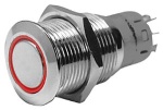 NIRO Ring LED Druckschalter, On  OFF, 24V, Bohrloch Ø1