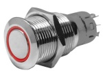 NIRO Ring LED Druckschalter, (ON)  OFF, 12V, Bohrloch