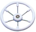 6-Speichen Steuerrad Leader Tanegum NIRO mit weiße Poly