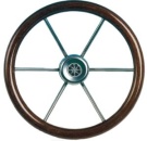 6-Speichen Steuerrad Leader Wood NIRO mit Mahagoni Grif