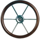 6-Speichen Steuerrad Leader Wood NIRO mit Teakholz Grif
