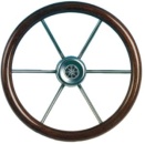 6-Speichen Steuerrad Leader Wood NIRO mit Mahagoni Grif