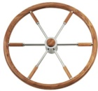 6-Speichen Steuerrad Typ 6 NIRO mit Mahagoni Griff mit