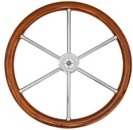 6-Speichen Steuerrad Typ 6N NIRO mit Teakholz Griff mit