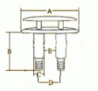 NIRO Versenkbare Klampe, A=126mm, B=64mm, C=22mm, D=46