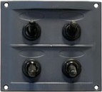 Kunststoff Schalttafel, 12V, 4-Schalter, 15A Sicherung