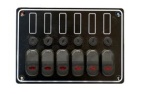 Aluminium Schalttafel, 12V, 6-Schalter, 15A Glassicher