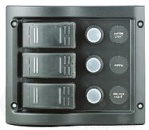 Kunststoff Schalttafel, 12V, 3-Schalter & LED-Indikato